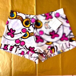 Artistic Pink and White High Waist Women's Shorts